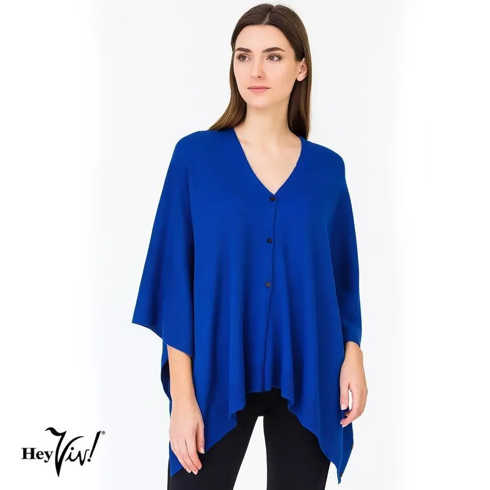 Blue Button Shawl Shrug Wrap 60